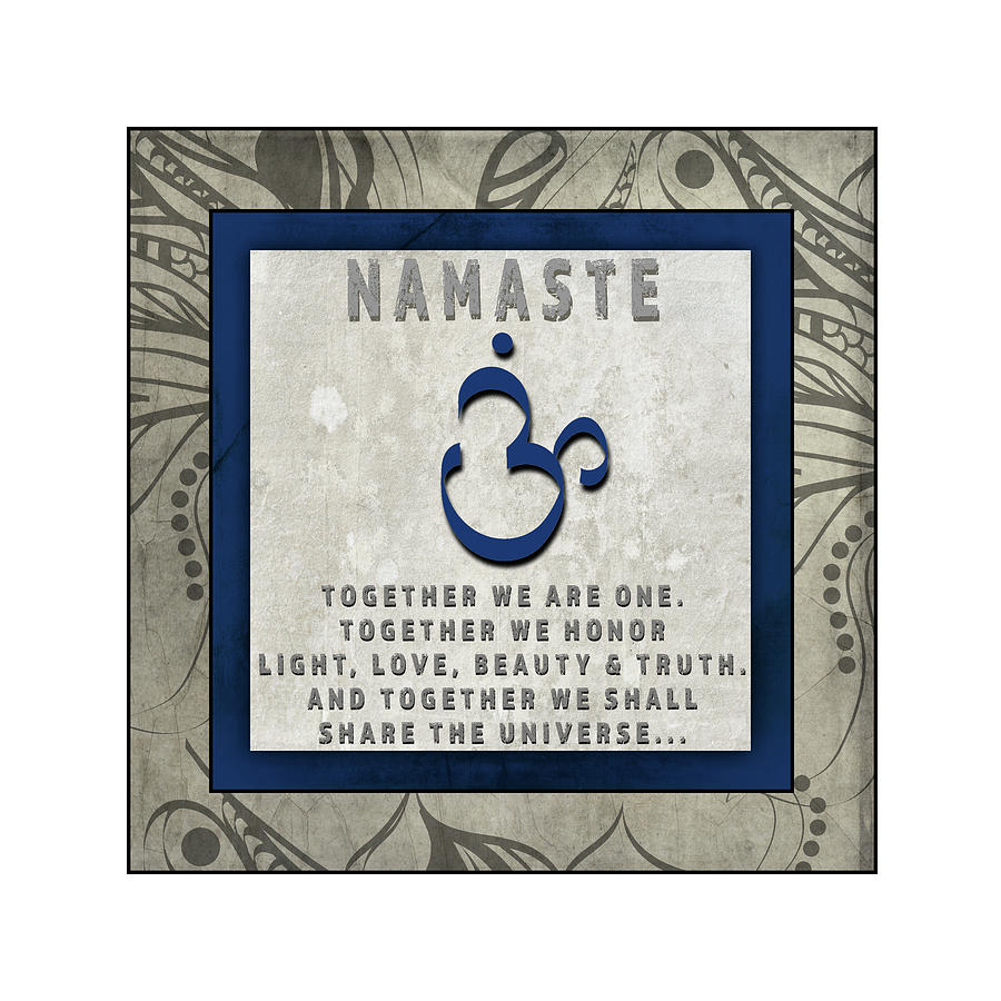 Inspirational Mixed Media - Chakras Yoga Tile Namaste V4 by Lightboxjournal
