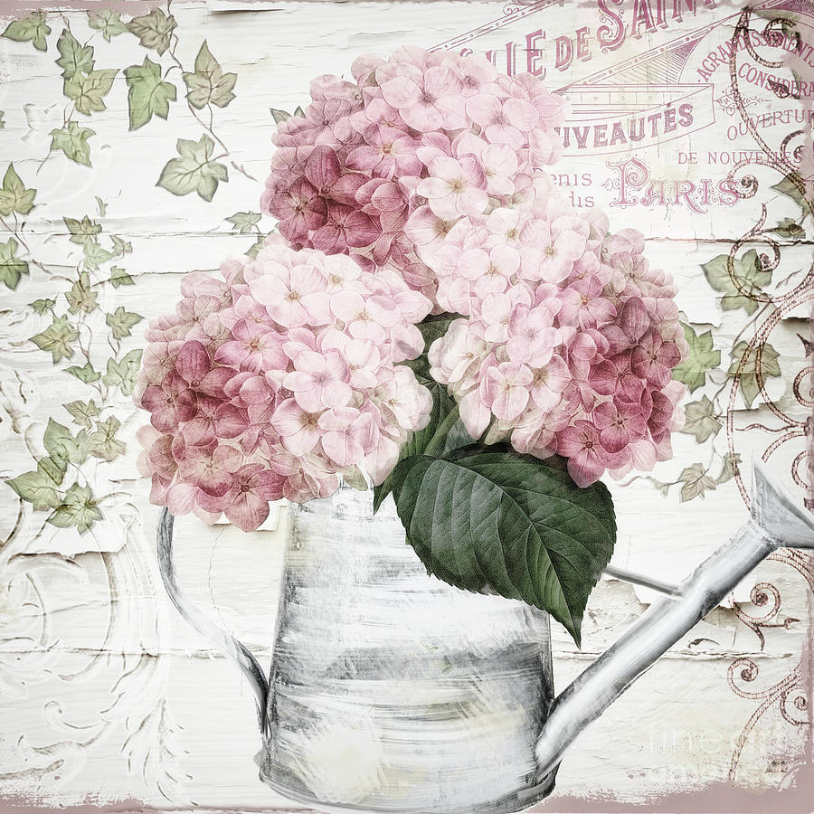 Chalet d Ete Hydrangea redux Painting by Mindy Sommers