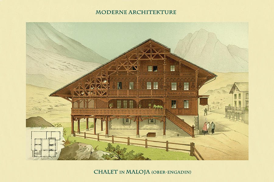 Architecture Painting - Chalet in Maloja, Ober Engaden by Kuoini
