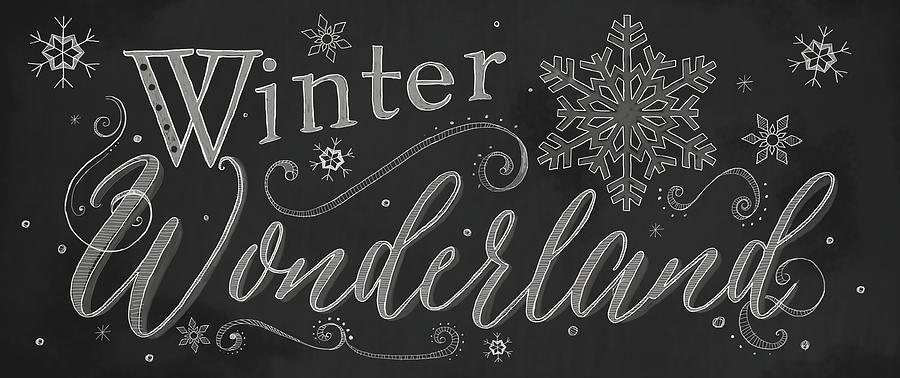 Typography Mixed Media - Chalk Winter by Fiona Stokes-gilbert