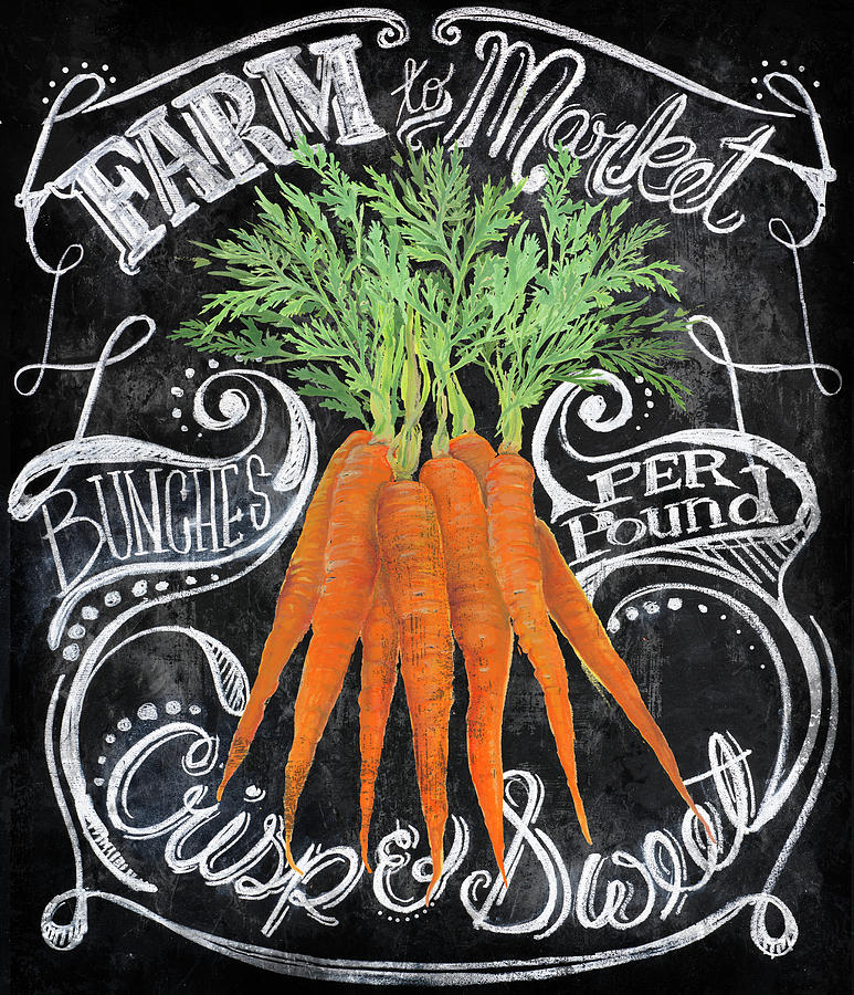 Vegetable Mixed Media - Chalkboard Carrots by Art Licensing Studio