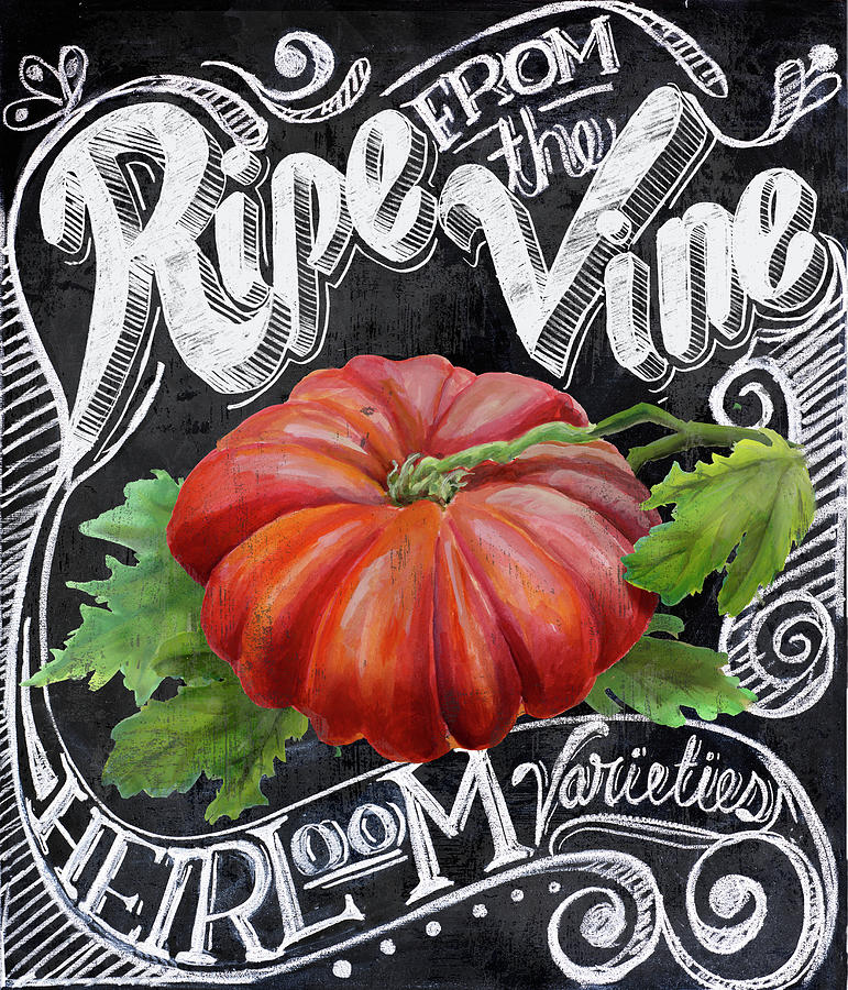 Vegetable Mixed Media - Chalkboard Tomato by Art Licensing Studio