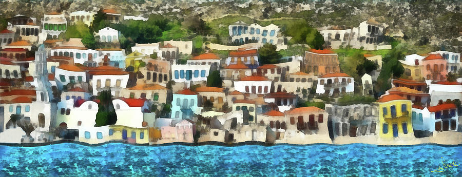 Chalki island Painting by George Rossidis