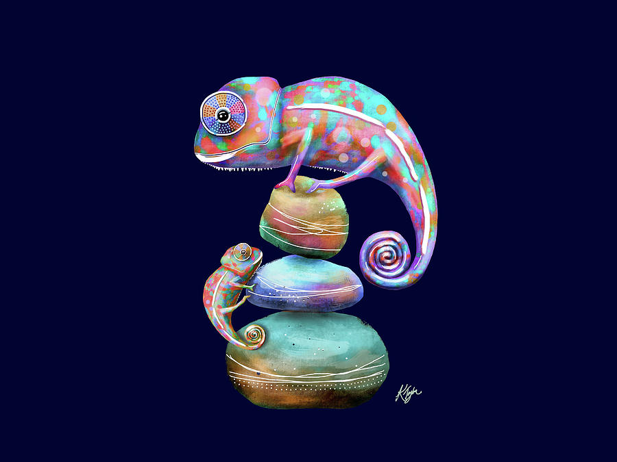Animal Digital Art - Chameleons by Karin Taylor