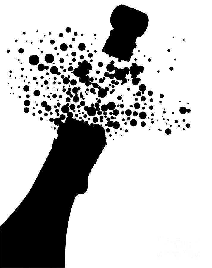 popping champagne bottle silhouette