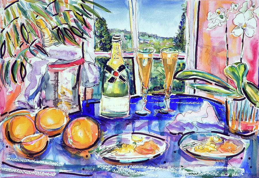 Champagne Breakfast Painting by Seeables Visual Arts