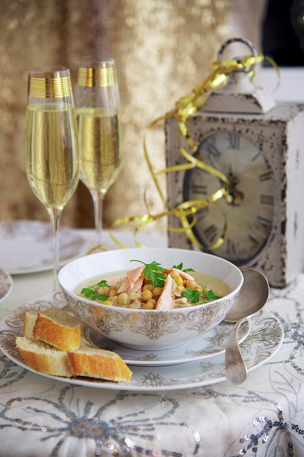 Champagne-salmon Soup For New Years Eve Photograph by Heinze, Winfried