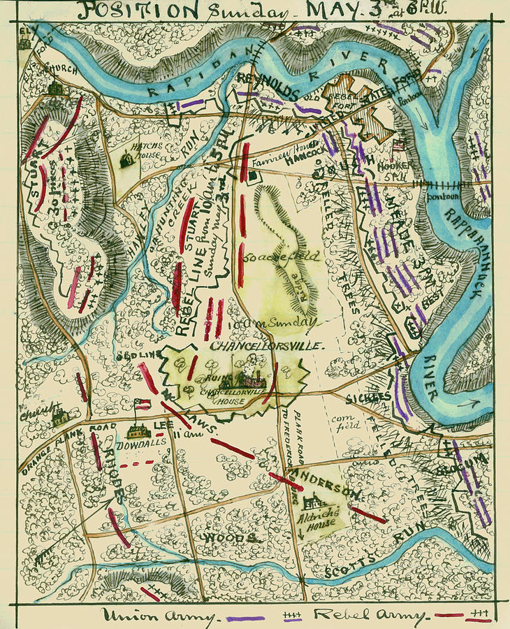 Chancellorsville Position Sunday May 3rd at 3 p.m.. Painting by Robert ...