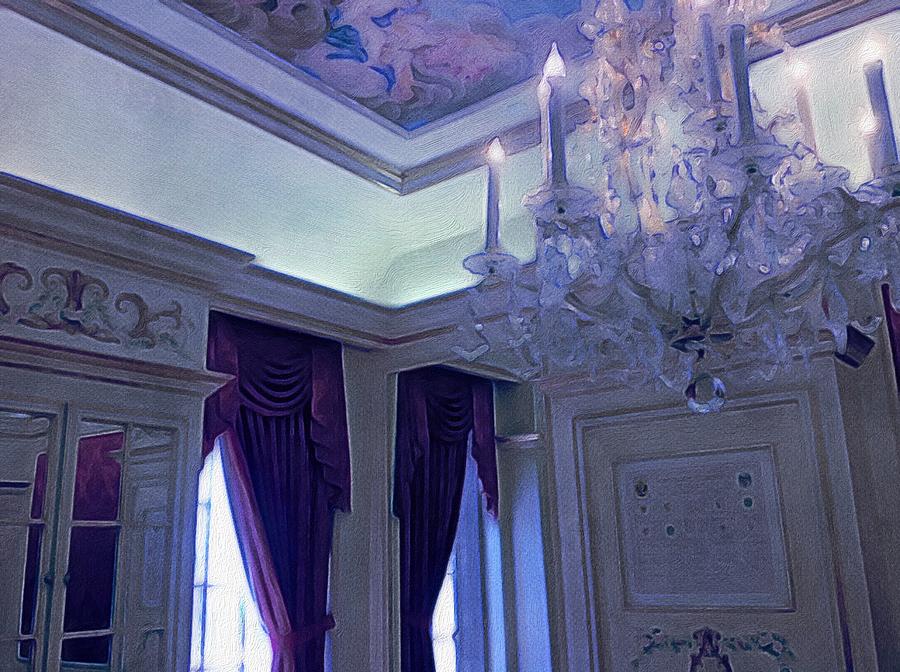 Chandelier In Lavender Room Photograph