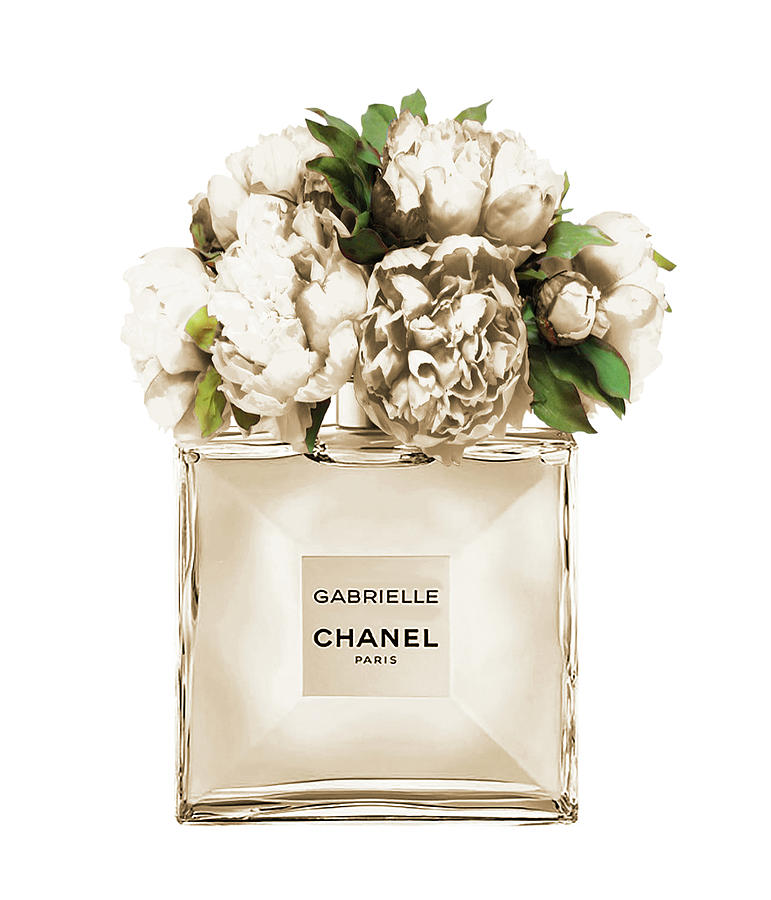 Chanel Perfume, Gabrielle, Beige Mixed Media by Green Palace