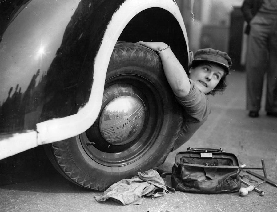 Changing A Wheel Photograph by Keystone Changing A Wheel Photograph by Keystone
