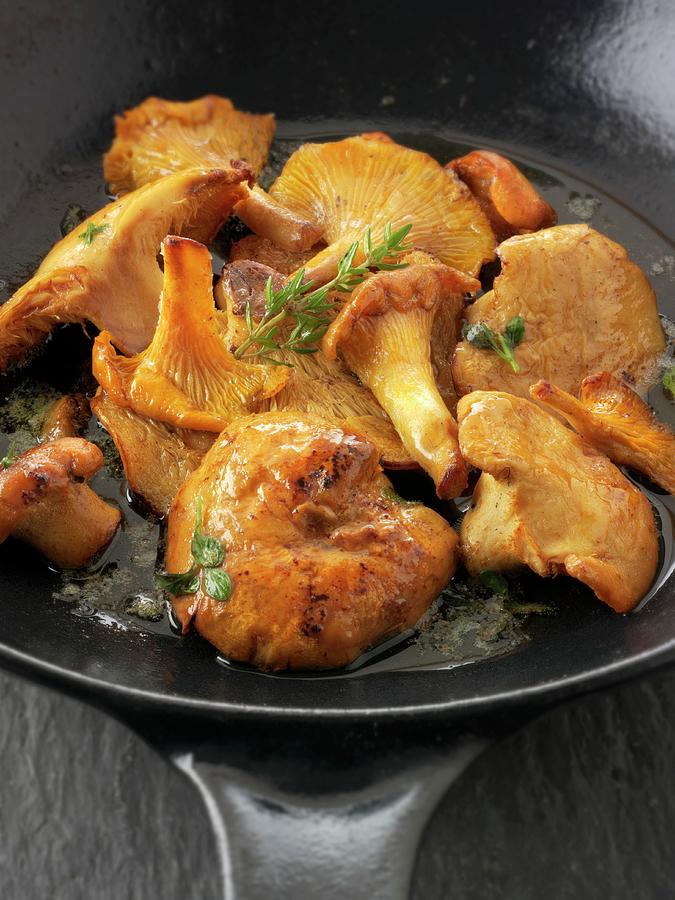 Chanterelle Mushrooms Pan-fried In Butter Photograph by Paul Williams ...