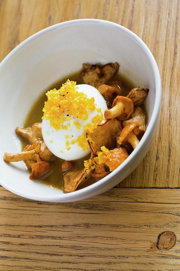 Chanterelle Mushrooms With Poached Egg At The Restaurant Yard, Paris Photograph by Jalag / Sren Gammelmark