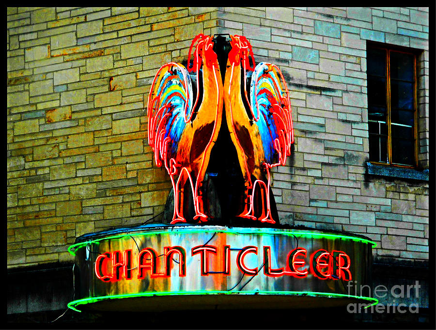 Rooster Photograph - Chanticleer Neon Roosters Ithaca New York by Peter Ogden