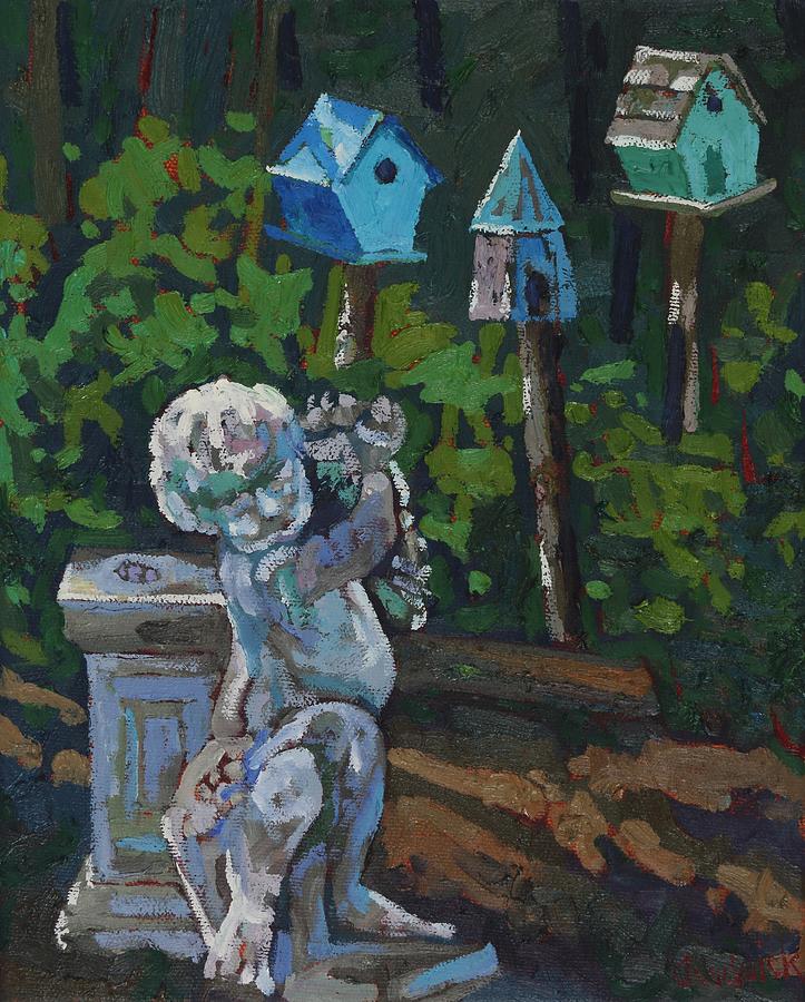 Chantry Breezes Bird House Cherub Painting by Phil Chadwick