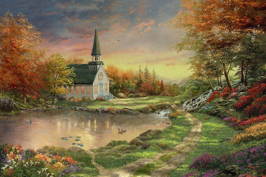 Chapel Of Reflection Painting by Thomas Kinkade Studios Chapel Of Reflection Painting by Thomas Kinkade Studios