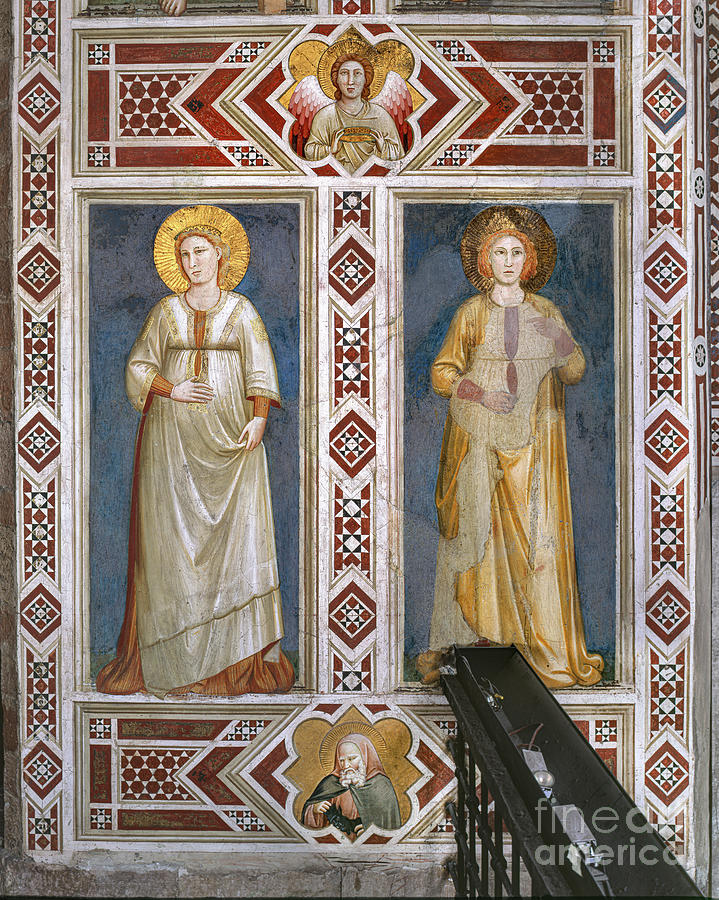 Chapel Of The Magadalene, The South Wall, Intrados: Female Saints, 1307-08 Painting by Giotto
