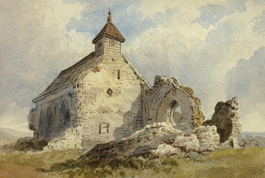 Chapel Ruins Drawing by Charles John Hills
