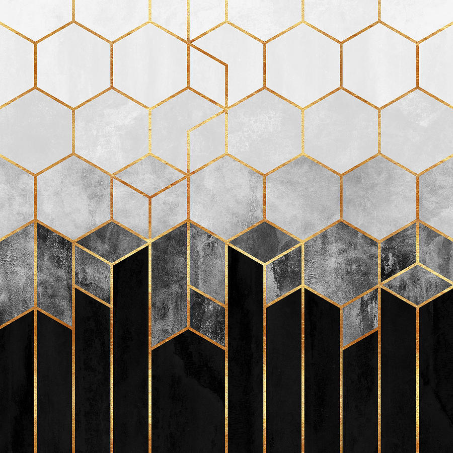 Charcoal Hexagons Photograph by Elisabeth Fredriksson