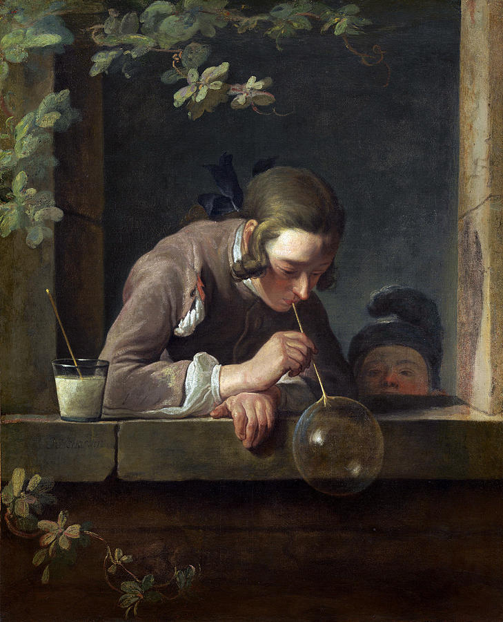 Portrait Painting - Soap Bubbles #1 by Jean-Baptiste-Simeon Chardin