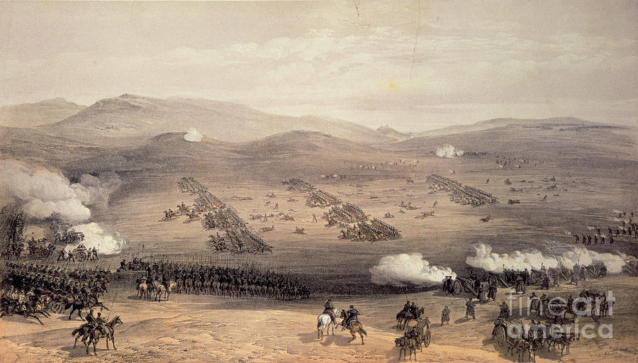 Platoon Movie Painting - Charge Of The Light Cavalry Brigade, 25th October 1854 by William Crimea Simpson