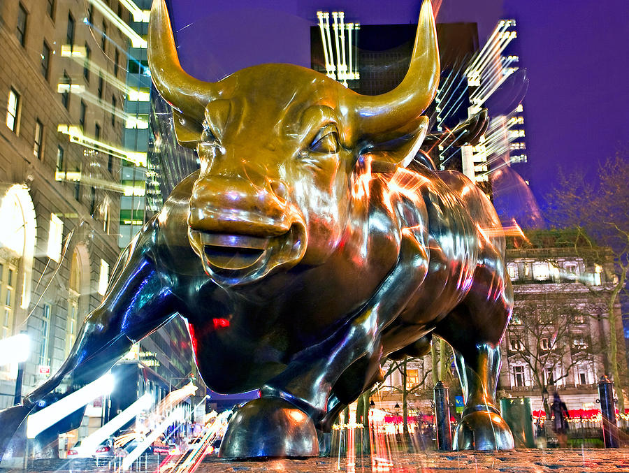 Charging Bull, Financial District, Nyc Digital Art by Claudia Uripos