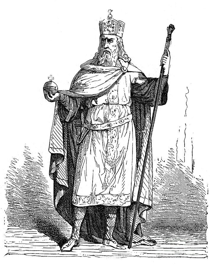 Charlemagne, King Of The Franks Drawing by Print Collector