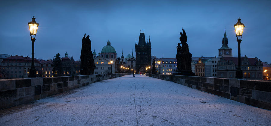 Charles Bridge At Night, Prague, Czech Republic Digital Art By Ben Pipe 