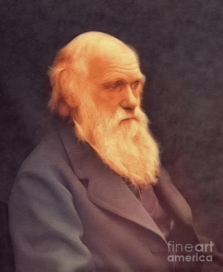 Vintage Painting - Charles Darwin, Famous Scientist by Esoterica Art Agency
