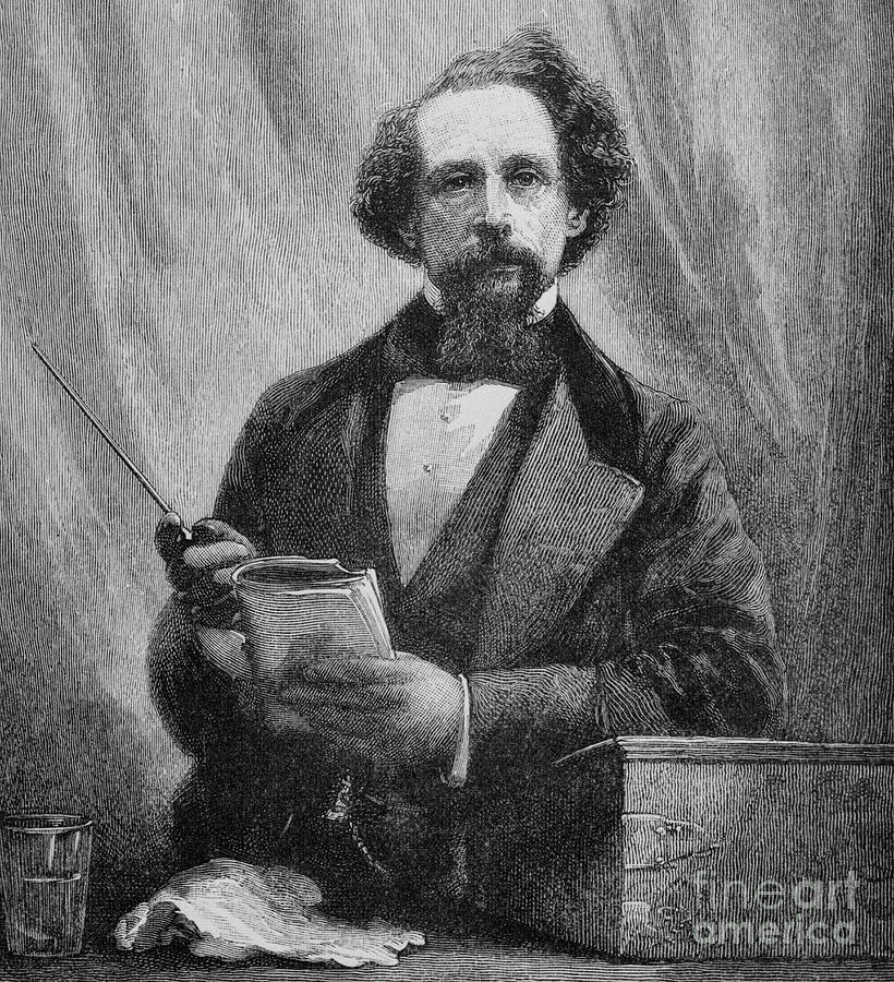 Portrait Drawing - Charles Dickens, 1858  by English School