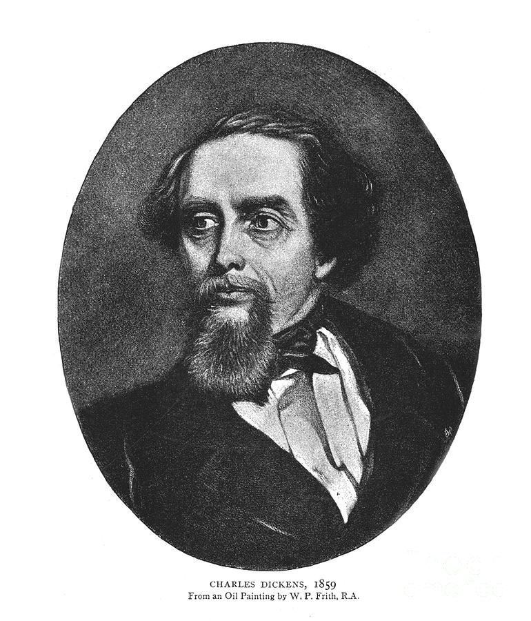 Charles Dickens 1859 Drawing by Print Collector