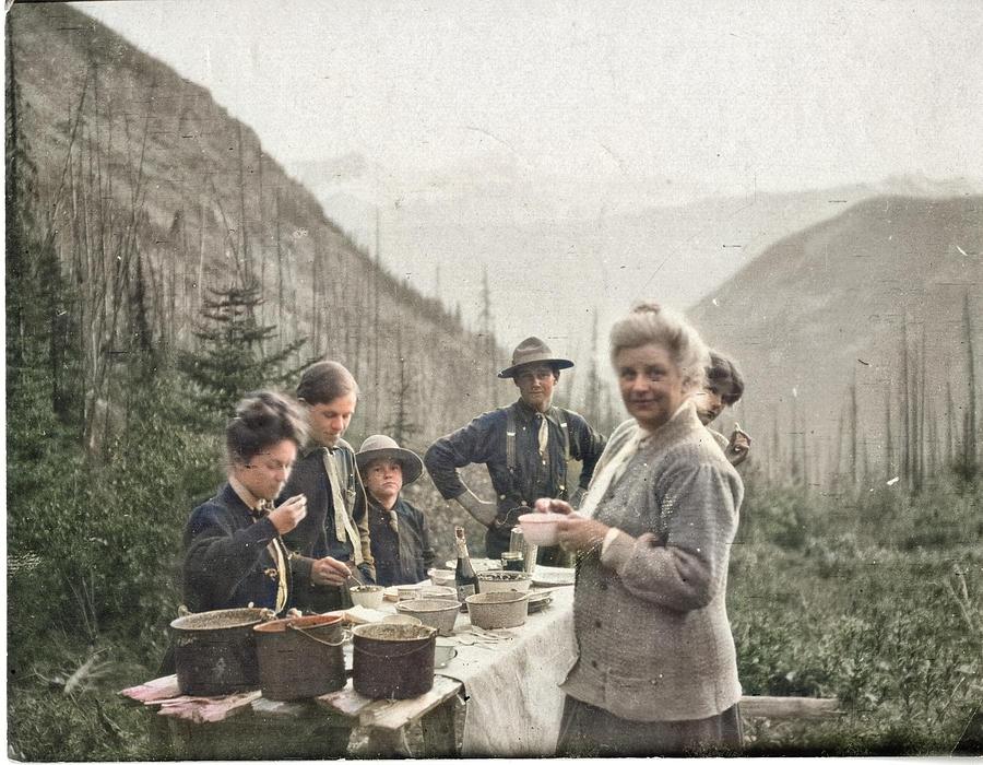Charles Doolittle Walcott  1850-1927 Family Campsite In The Canadian Rockies Colorized By Ahmet Asa Painting