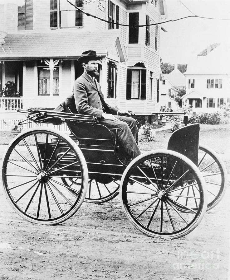 Charles E. Duryea In Horseless Carriage Photograph by Bettmann