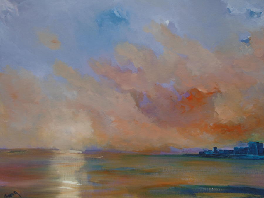 Charles Fort Kinsale below a painted sky Painting by Conor Murphy