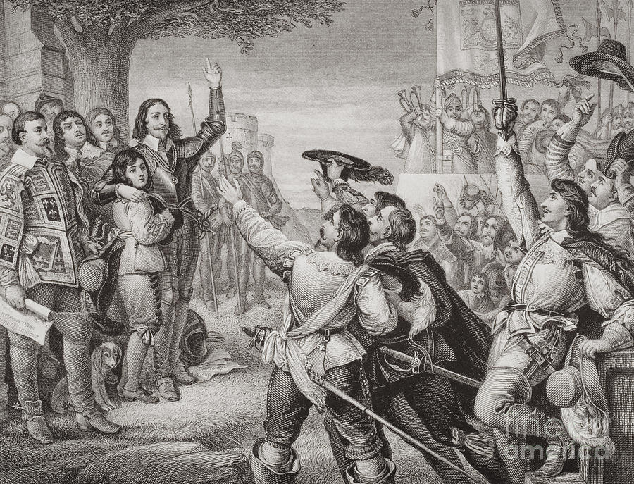 Charles I Erecting His Standard At Nottingham In The Opening Scene Of The Great Civil War On 25th August 1642 Painting by Charles West Cope