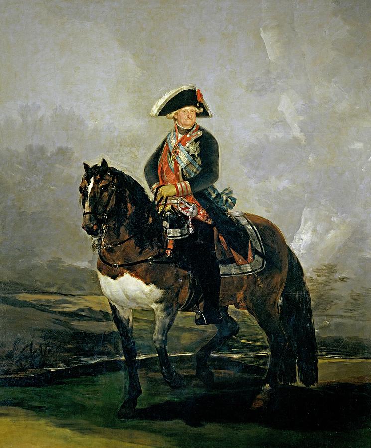 Charles IV on Horseback, 1800-1801, Spanish School, Oil on canv... Painting by Francisco de Goya -1746-1828-