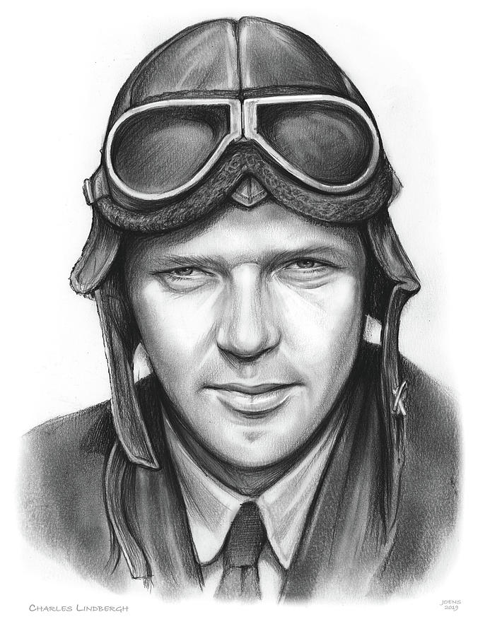 Charles Lindbergh Drawing - Charles Lindbergh by Greg Joens