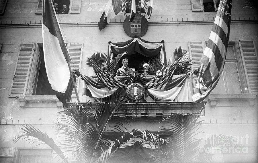 Charles Lindbergh In Window Of City Hall Photograph by Bettmann