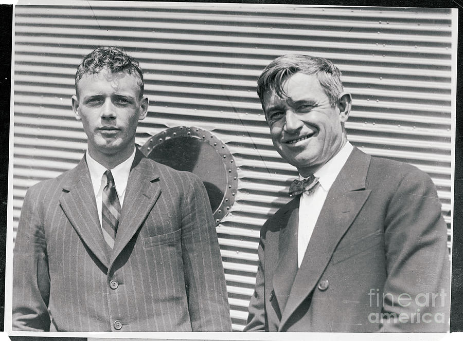 Charles Lindbergh Posing Next To Actor Photograph by Bettmann