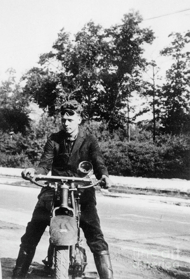 Charles Lindbergh Riding Motorcycle Photograph by Bettmann