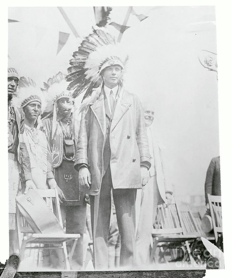 Charles Lindbergh Wearing Indian Photograph by Bettmann