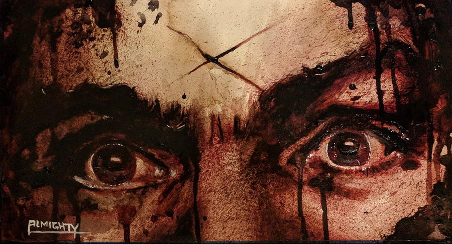 CHARLES MANSONS EYES fresh blood Painting by Ryan Almighty