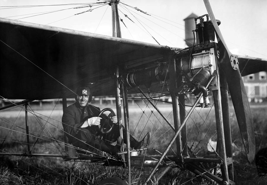 Charles Murphy in Police Monoplane - 1914 Photograph by War Is Hell Store