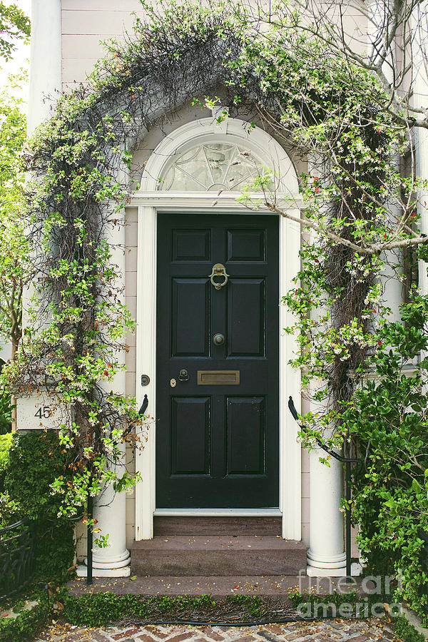 Charleston Photograph - Charleston Door With Ivy Arch French Quarter - Charleston Doors of the South by Kathy Fornal