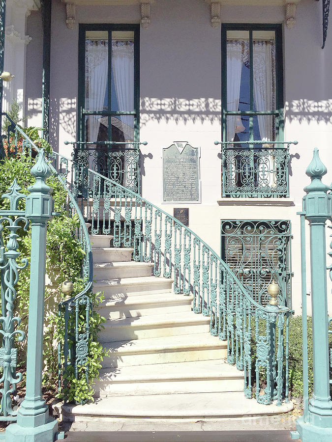Charleston John Rutledge Historical Mansion French Fleur des lis iron gate staircase entrance Photograph by Kathy Fornal