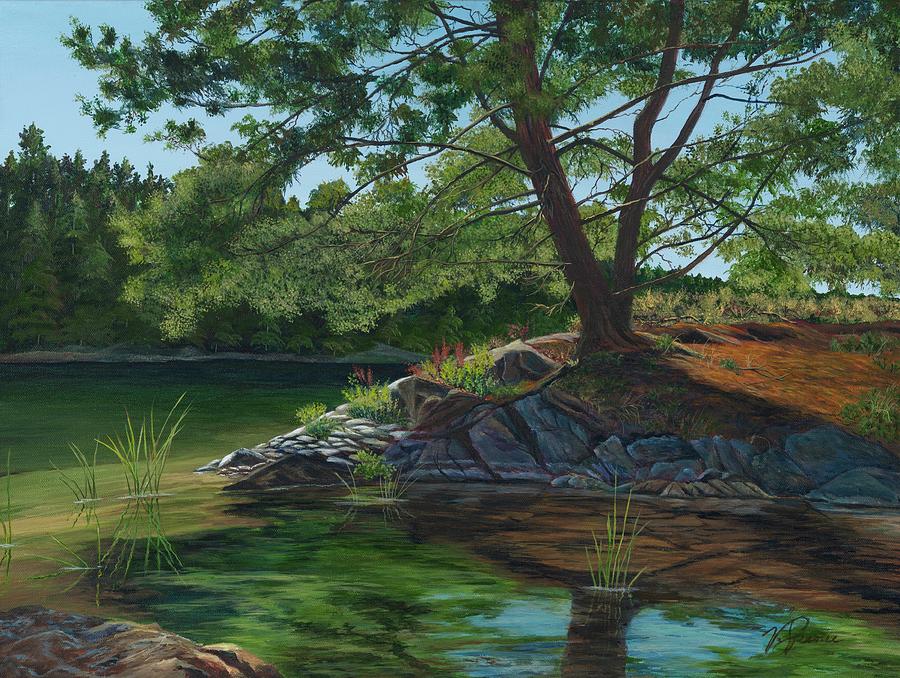 Tree Painting - Charleston Lake Mud Bay by Valerie Spence Hounsell