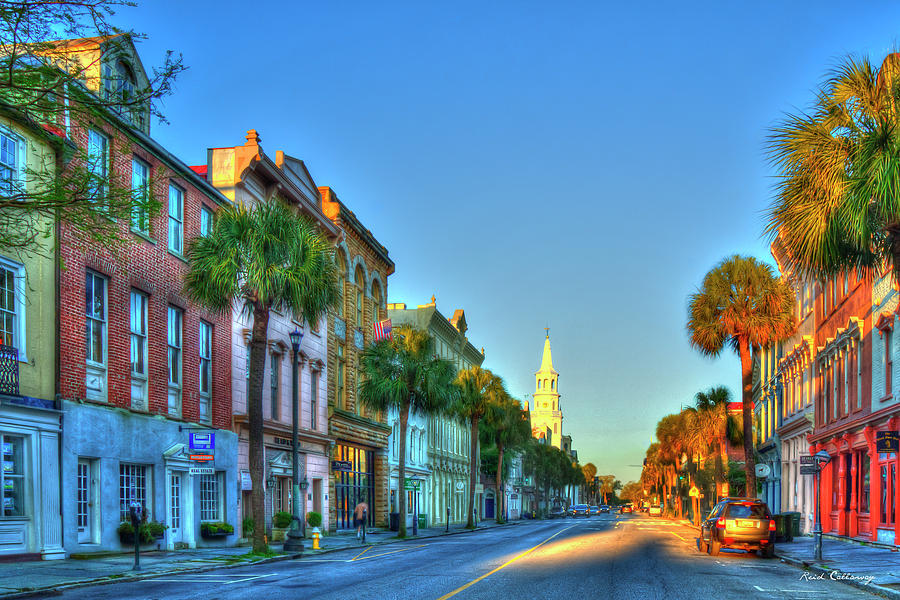 Charleston SC Broadway and Church Street St Michaels Church Charleston Cityscape Art Photograph by Reid Callaway