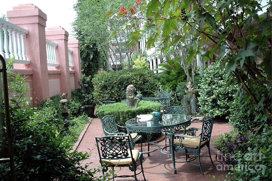 Charleston South Carolina Gardens Courtyard French Quarter  Photograph by Kathy Fornal