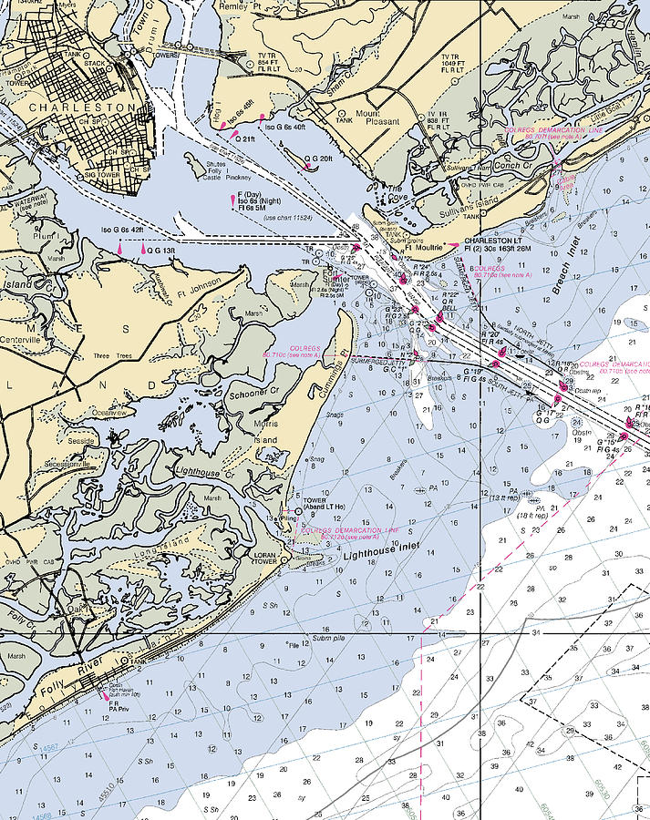 Charleston -south Carolina Nautical Chart _v2 Mixed Media by Sea Koast