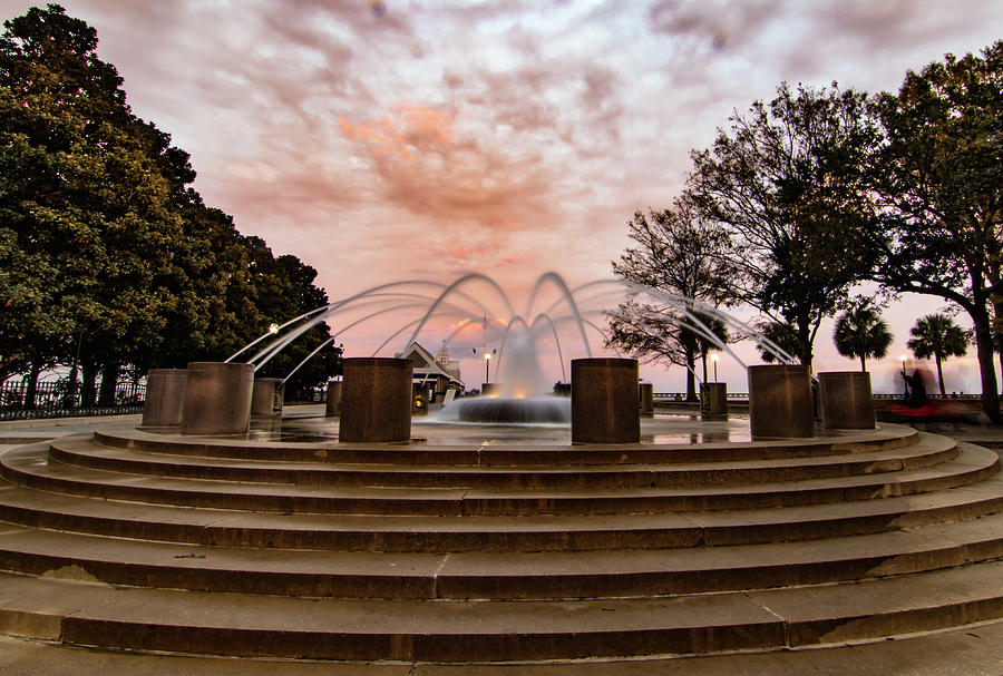 Charleston Sunset Fountain Photograph by Norma Brandsberg